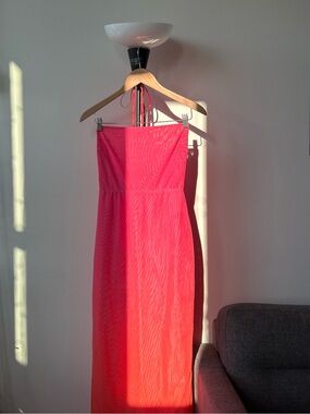 House of CB Strapless Pink & Orange Ombré Maxi Dress